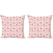 Abakuhaus Tee Kussenhoes Set – 2x45x45 cm – Dubbelzijdig digitaal bedrukt – Lichtroze perzik