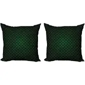 Abakuhaus bosgroene satijnstof – kussenhoes 45x45 cm – 2-delige set groen/zwart