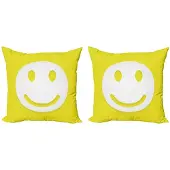 Abakuhaus Geel Kussenhoes Set 2x45x45 cm – Dubbelzijdig Digitaal Druk – Rits