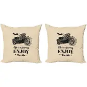 Abakuhaus Motorfiets kussenhoes Set 2x40 – Dubbelzijdig bedrukt – Beige/zwart