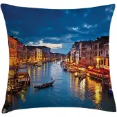 Abakuhaus Venetië Kussenhoes – Dubbelzijdig gedrukt – Indigo & Geel – 45x45 cm