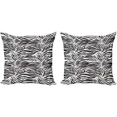 Abakuhaus Zebra-kussenhoezen – 2x50x50 cm – Dubbelzijdig, zwart-wit