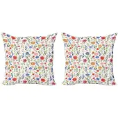 Abakuhaus Blume Kussenhoes Set – 2x45x45 cm – Floret, dubbelzijdig bedrukt, rits