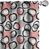 Abakuhaus Geometrische Gordijnen – 2x75x225 cm – Penseelstreek Cirkelkunst – Blushgrijs