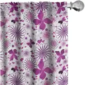Abakuhaus Vlindergordijnen – 2x75x175 cm – microvezel – lila/wit
