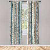 Abakuhaus Tribale gordijnen – Wijnoogstpatroon – 2x75x175 Merigold blauw