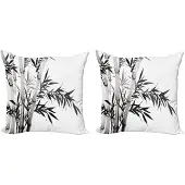 Abakuhaus Kussenhoes Set 2x50x50 cm – Dubbelzijdig bedrukt – Microvezel Donkergrijs-Wit