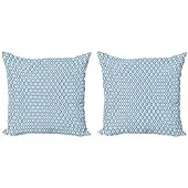 Abakuhaus Ikat Kussenhoes Set – 2x50x50 cm – Dubbelzijdig – Blauw Beige
