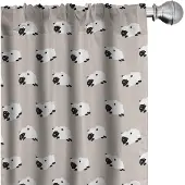 Abakuhaus Schapen gordijnen – 2x75x245 cm – microvezel – halfdonker – licht beige