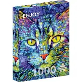 Enjoy Puzzle Fiona the Stained Glass Cat Puzzel 1000 Stukjes