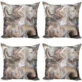 Abakuhaus Marmeren kussenhoes-set – 4x45x45 cm – Dubbelzijdig bedrukt – Microvezel zand/bruin, lichtgrijs