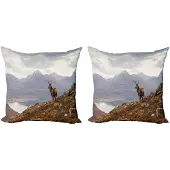 Abakuhaus – Hert kussenhoes 40x40 cm – Dubbelzijdig – Bruin/Wit