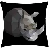 Abakuhaus Neushoorn-kussenhoes – dubbelzijdig bedrukt – 40 × 40 cm – grijs