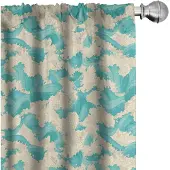 Abakuhaus golfgordijnen – 2x75x175 cm – microvezel – turkoois/beige
