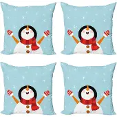 Abakuhaus Kussenhoes – Santa Sneeuwvlokken Joy – 4x50x50 cm – Babyblauw