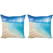 Abakuhaus Strandkussenhoes – 2x60x60 – Aqua blauw – Dubbelzijdig