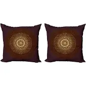 Abakuhaus Mandala kussenhoes – 2x50x50 cm – digitaal bedrukt – Kastanjebruin