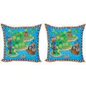 Abakuhaus Eilandkaart kussenhoes-set – 2x40x40 cm – dubbelzijdig bedrukt – meerkleurig