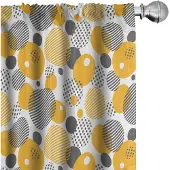 Abakuhaus Geometrische Voorhangen – 2x75x225 cm – Microvezel – Halfdonkerend – Aarde Geel Grijs