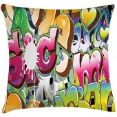 Abakuhaus Urban Graffiti Kussenhoes – 40x40 cm – Tweezijdig bedrukt – Kleurvast