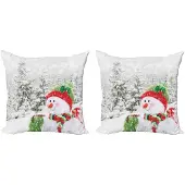 Abakuhaus Kussenhoes Sneeuwachtig Bos – 2x40x40 cm – Dubbelzijdig Mikrofaser