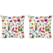 Abakuhaus kussenhoes 40x40 cm – dubbelzijdig bedrukt – met bloemenmotief roze-groen
