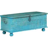 vidaXL Opbergkist 100x40x41 cm massief mangohout blauw