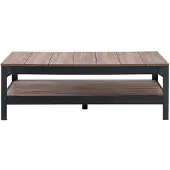 CALICOSY - Salontafel van zwart metaal en hout - L117cm