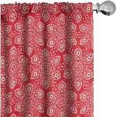 Abakuhaus Gordijn – Sneeuwvlok gestippeld – 2x75x245 cm – Donkerroze/Wit