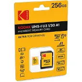 Kodak 256GB Micro SD UHS-I U3 V30 100Mb/s Geheugenkaart + Adapter