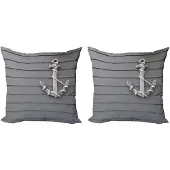 Abakuhaus Anker Kussenhoes Set – 2x50x50 cm – Dubbelzijdig bedrukt – Grijs