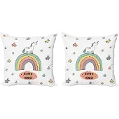 Abakuhaus Eenhoorn Kussenhoes – 2x45x45 cm – Regenboog Sterren – Dubbelzijdig
