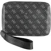 GUESS Guessvoor mannen. PMMOLOP4432 Zwarte toilettas met monogram (OSFA), Casual, Polyurethaan
