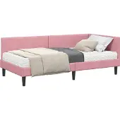 vidaXL Hoekbedframe met Matras 2 st Roze 80 x 200 cm Fluweel