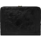 Fossil Leren Laptop hoes met laptopvak Dillon Laptop Folio Black Zwart