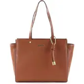 DKNY Leren Schoudertas Shopper Mackenzie Logo Tote Caramel Bruine