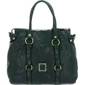 Campomaggi Leren Schoudertas Shopper Shopping Medium Bottiglia Donkergroen