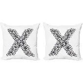 Abakuhaus Letter X Kussenhoes – Voetbal-alfabet – 2x45x45 cm – Zwart/Wit