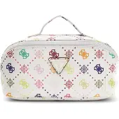 GUESS cosmetische tas Silia LRG Cosmetic Travel Bag Multi Logo wit