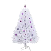 vidaXL Kunstmatige Hinged Kerstboom Wit 150 cm PVC en Staal