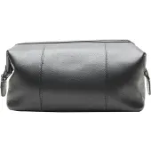 Esquire Leren Utensil zak Spa Cosmetic Bag Black Zwart