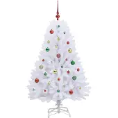 vidaXL Kunstmatige Hinged Kerstboom Wit 150 cm PVC en Staal