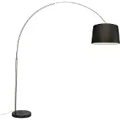 QAZQA Booglamp staal stoffen kap zwart 45 cm - XXL
