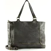Campomaggi Leren Schoudertas Hasni Shopping Bag Antracite Antraciet