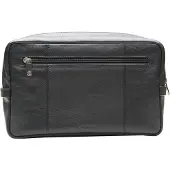 Esquire Leren Utensil zak Spa Cosmetic Bag Black Zwart