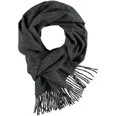 Fraas Sjaal Wool Scarf with Fringes Charcoal Grijs