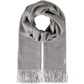 Fraas Sjaal Pure Cashmere Scarf with Fringes Mid Grey Grijs