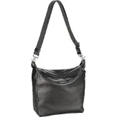 Mandarina Duck Leren Schoudertas Mellow Lux Hobo Black Pearl Zwart