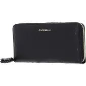 Coccinelle Leren Portemonnee Tassel Ostrich Zip Around Wallet Noir Zwart