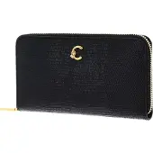 Coccinelle Leren portemonnee C-Me Lizard Wallet Noir zwart